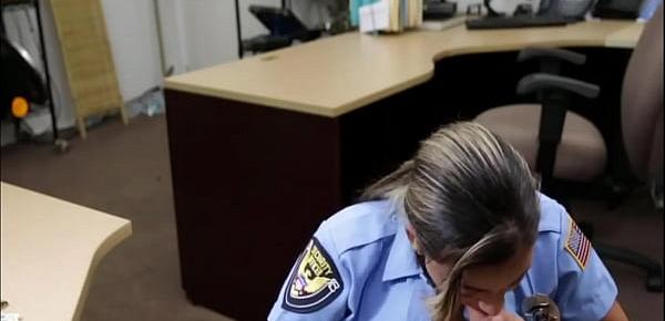  Policewoman sucks off her colleague in the office